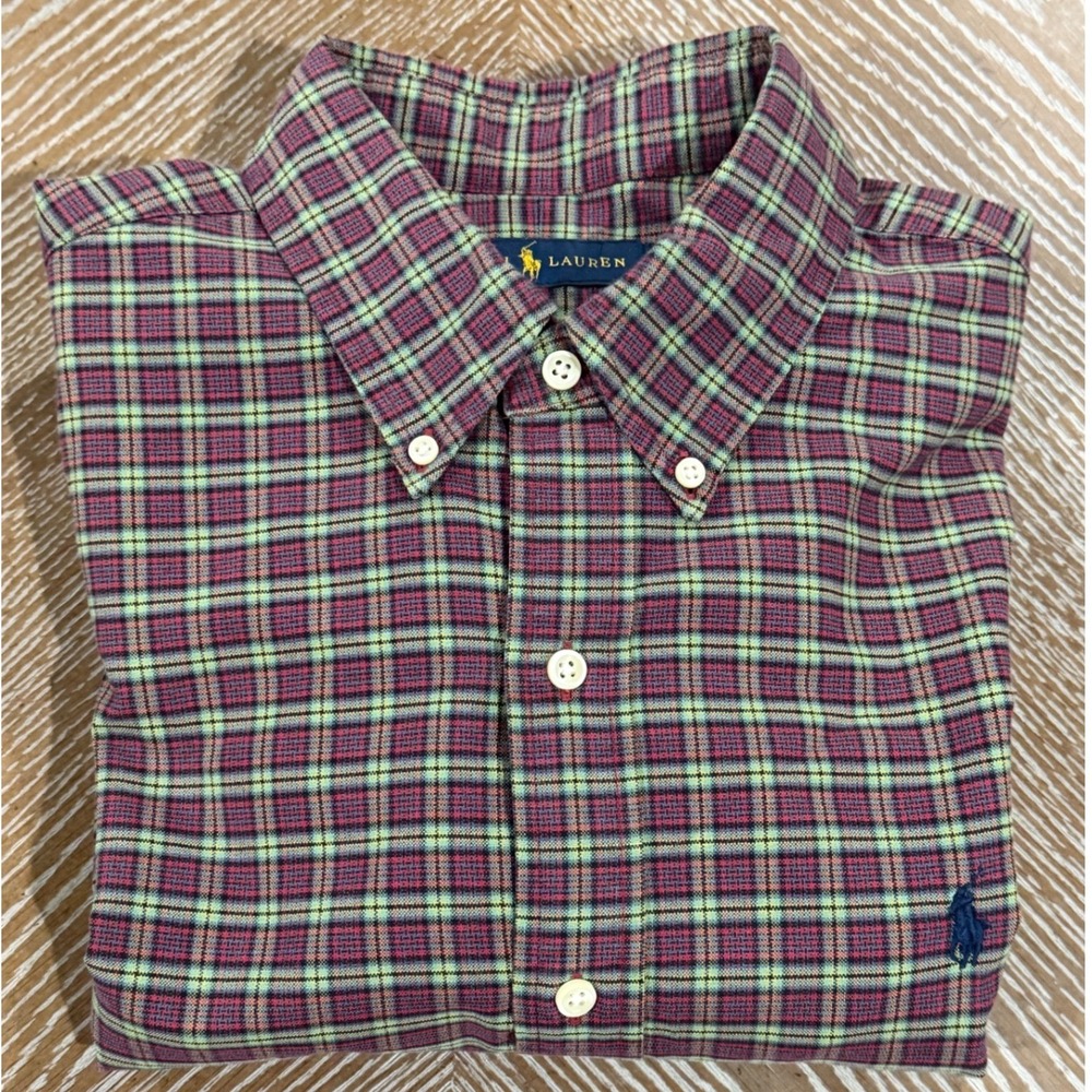 Polo Ralph Lauren Mens Large Plaid Button Down LS Shirt Red Green Blue Cotton L - Picture 6 of 6